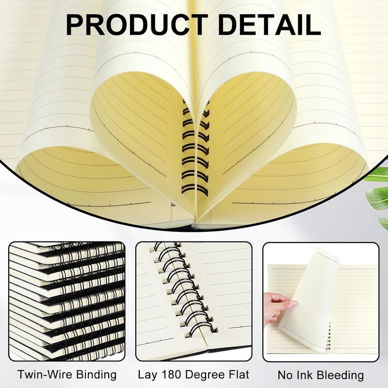 Yahenda دفتر ملاحظات حلزوني بالجملة A5 دفتر يوميات مخطط 8.3'' × 5.5'' ورق كتابة صغير دفتر ملاحظات لموضوعات الطلاب مكتب أعمال مستلزمات العودة إلى المدرسة (أسود، 3 قطع) - Image 3